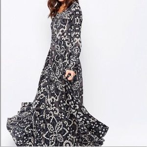 FP First Kiss Maxi Dress ditsy floral print grey